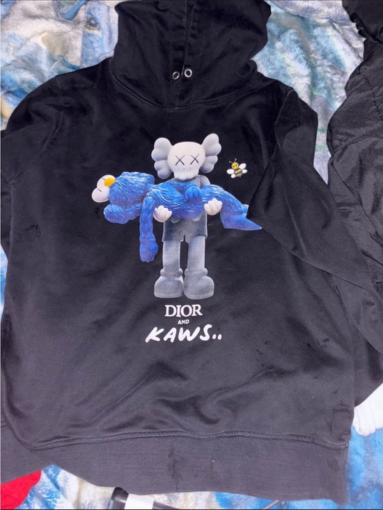 Dior Other - Dior Black Hoodie with Blue KAWS Graphic